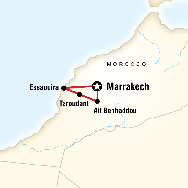 Map of the route for Morocco Family Adventure