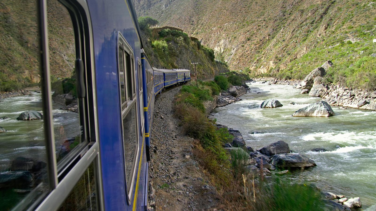 The scenic train ride to Machu Picchu