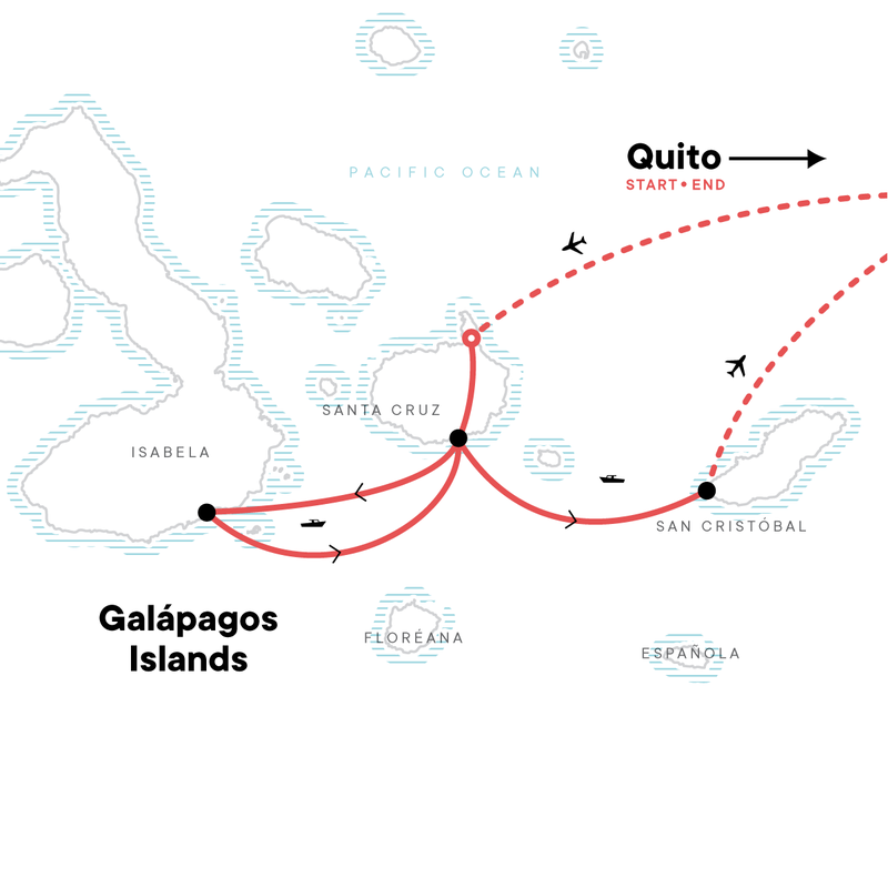 Map of the route for Galápagos Adventure: Snorkelling & Sea Lions