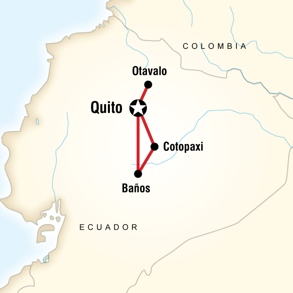 Map of the route for Avenue of the Volcanoes Independent Adventure