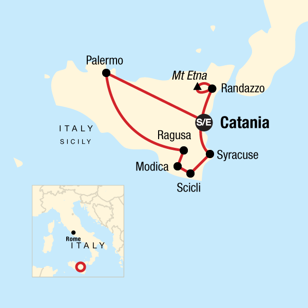 Map of the route for Best of Sicily