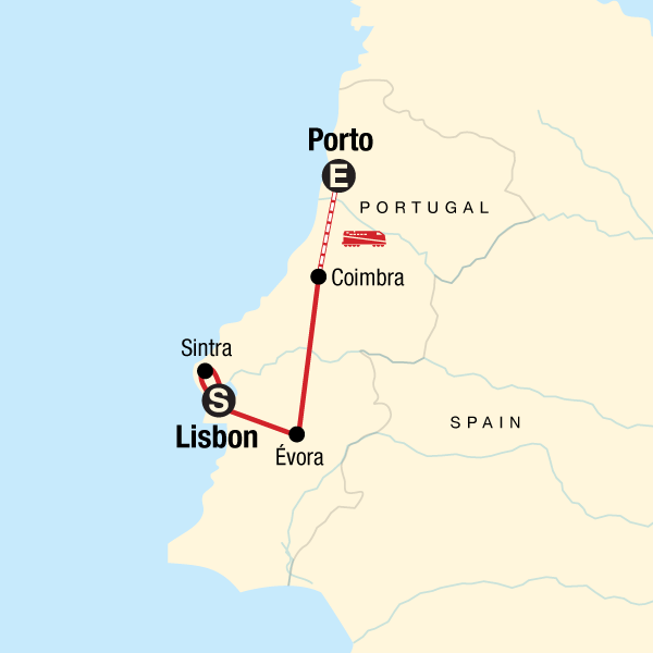 Map of the route for Discover Portugal