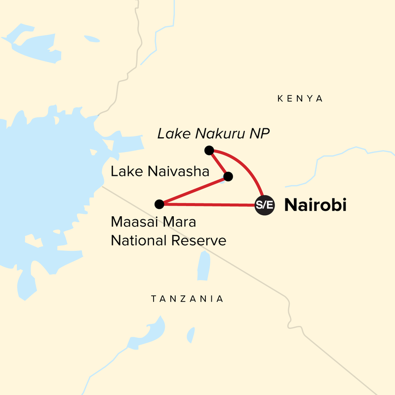 Map of the route for Journeys: Kenya Safari Experience