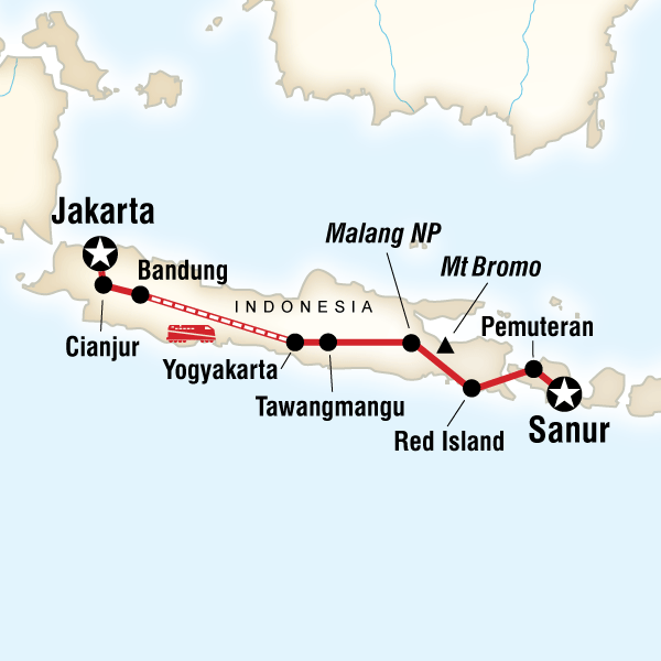 Map of the route for Indonesia: Hammocks & Hikes