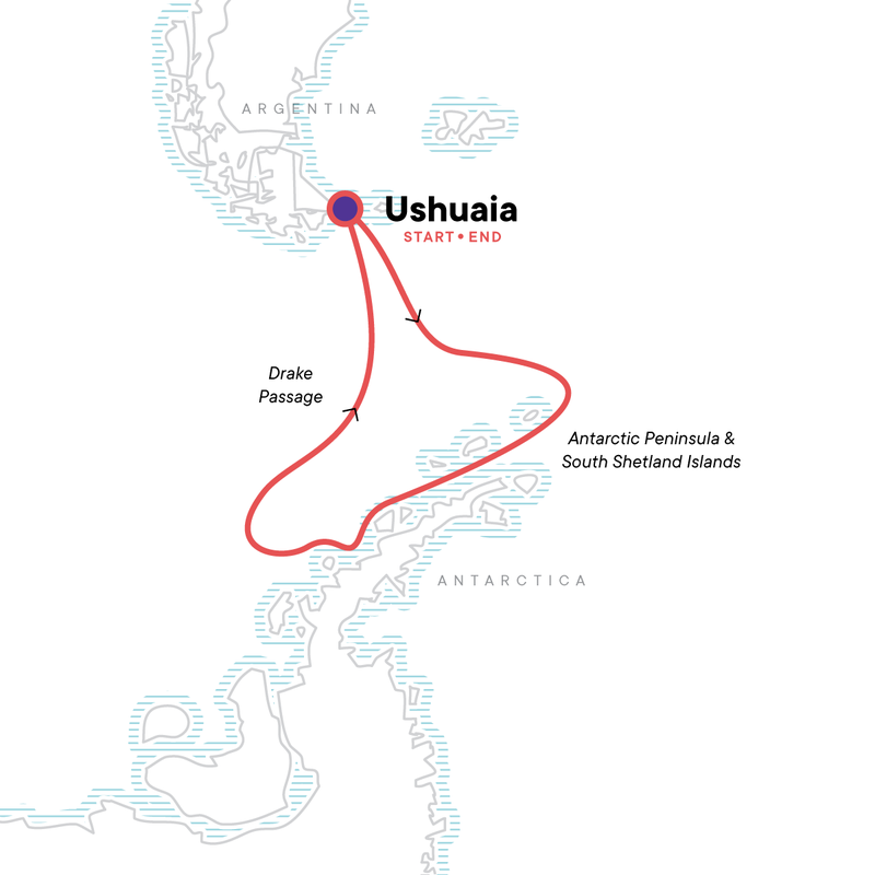 Map of the route for Antarctica Classic in Depth