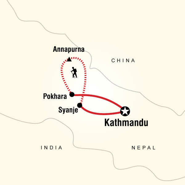 Map of the route for Annapurna Circuit Trek