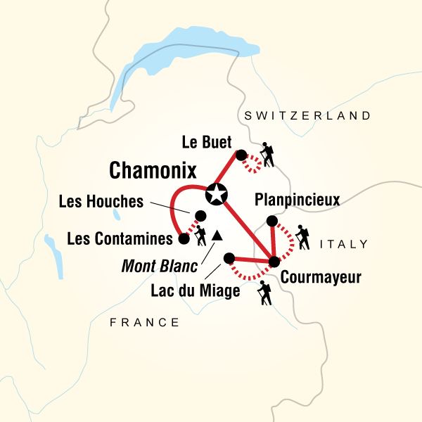 Map of the route for Mont Blanc Explorer