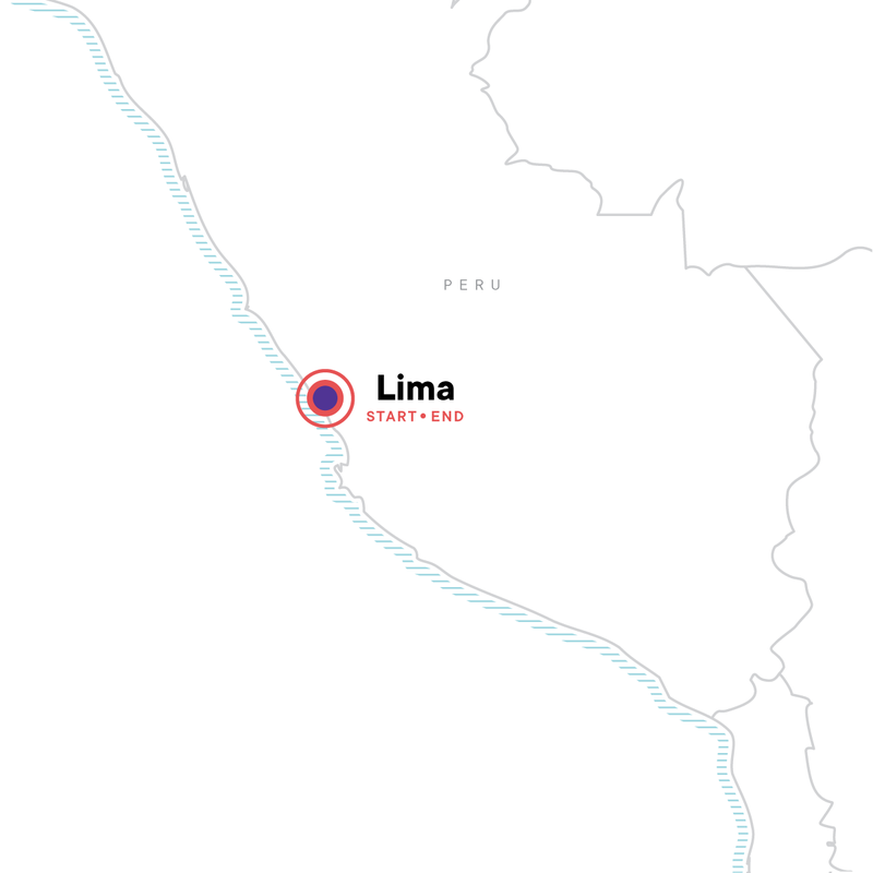 Map of the route for 18-to-Thirtysomethings Lima Mini Adventure
