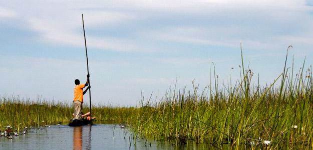 Botswana man in a canoe