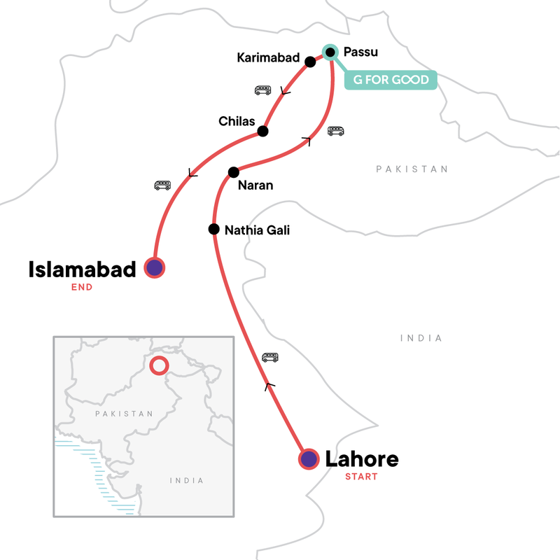 Map of the route for Pakistan: Karakoram Highway, Local Eats & Village Life