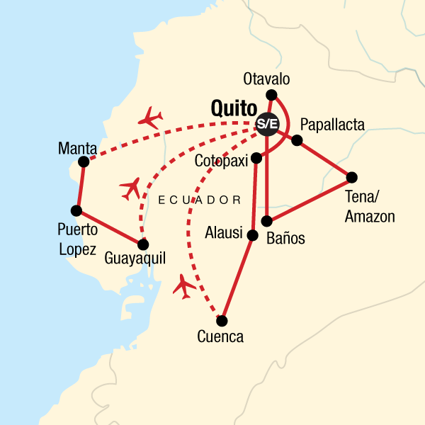 Map of the route for Ecuador Encompassed