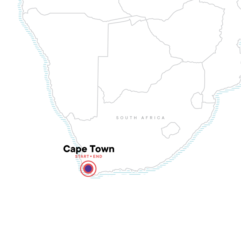 Map of the route for 18-to-Thirtysomethings Cape Town Mini Adventure