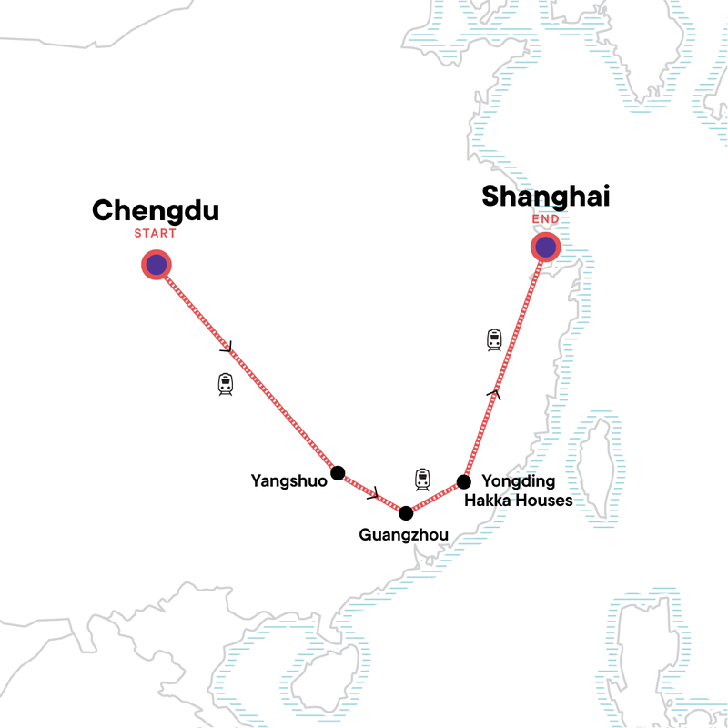 Map of the route for China: Bike Rides & Village Walks
