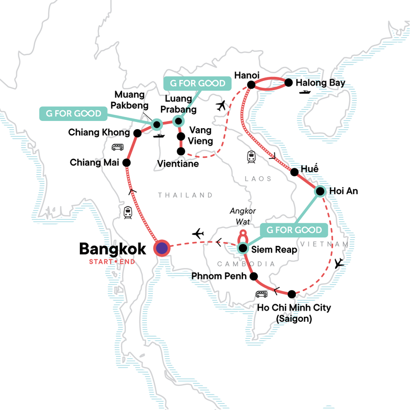 Map of the route for Southeast Asia Encompassed