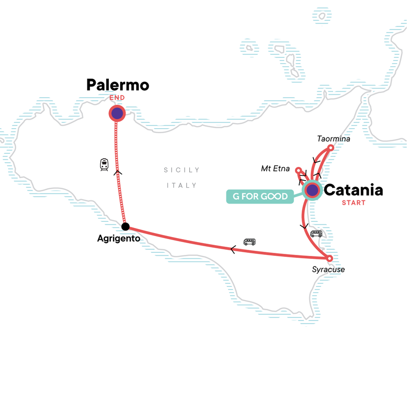 Map of the route for Solo-ish Sicily