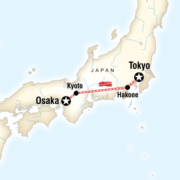 Map of the route for Epic Japan: Speed Trains & Street Food