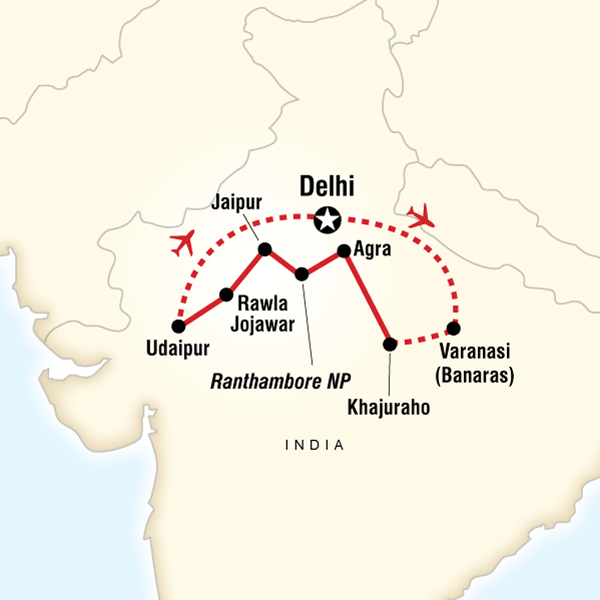 Map of the route for Journeys: Discover India