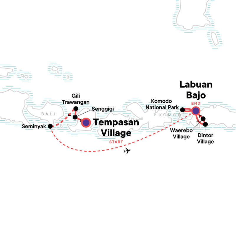 Map of the route for Lombok to Flores: The Hidden Path