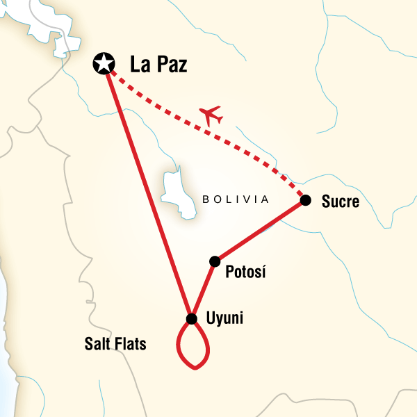 Map of the route for Bolivia Discovery