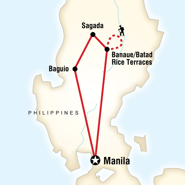 Map of the route for Northern Philippines Adventure