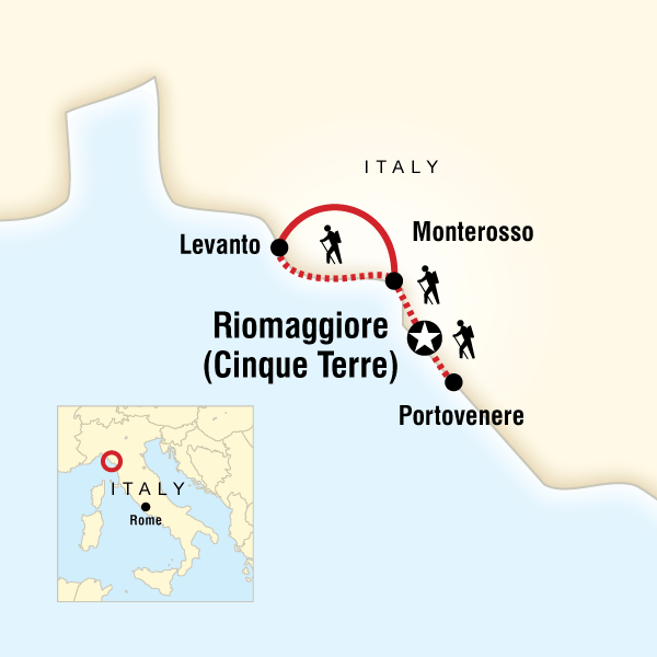 Map of the route for Cinque Terre Coastal Walk