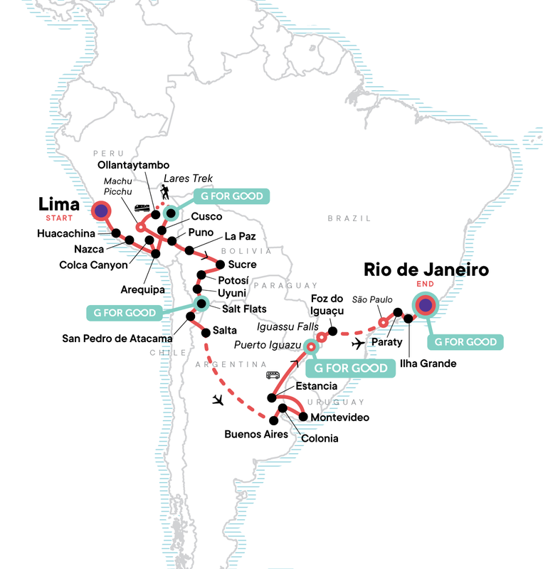 Map of the route for Lima to Rio: Coast to Coast