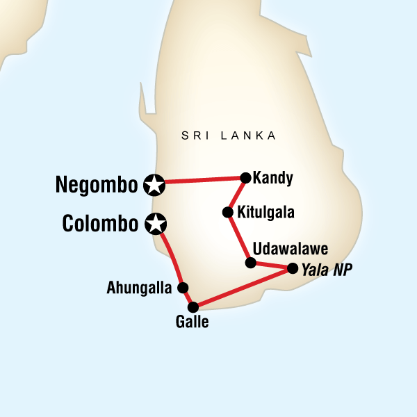Map of the route for Sri Lanka Express