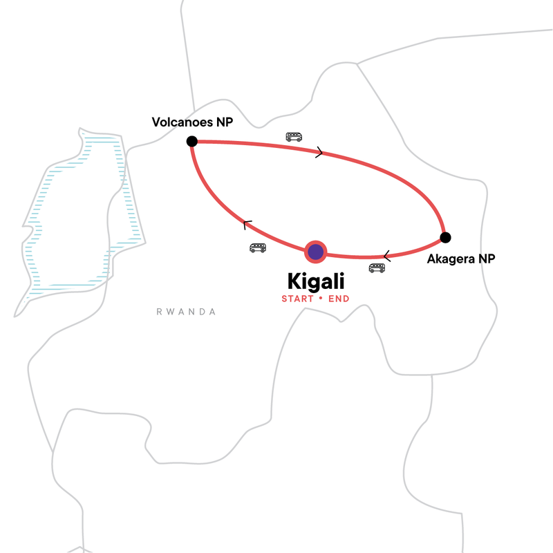 Map of the route for Upgraded Rwanda