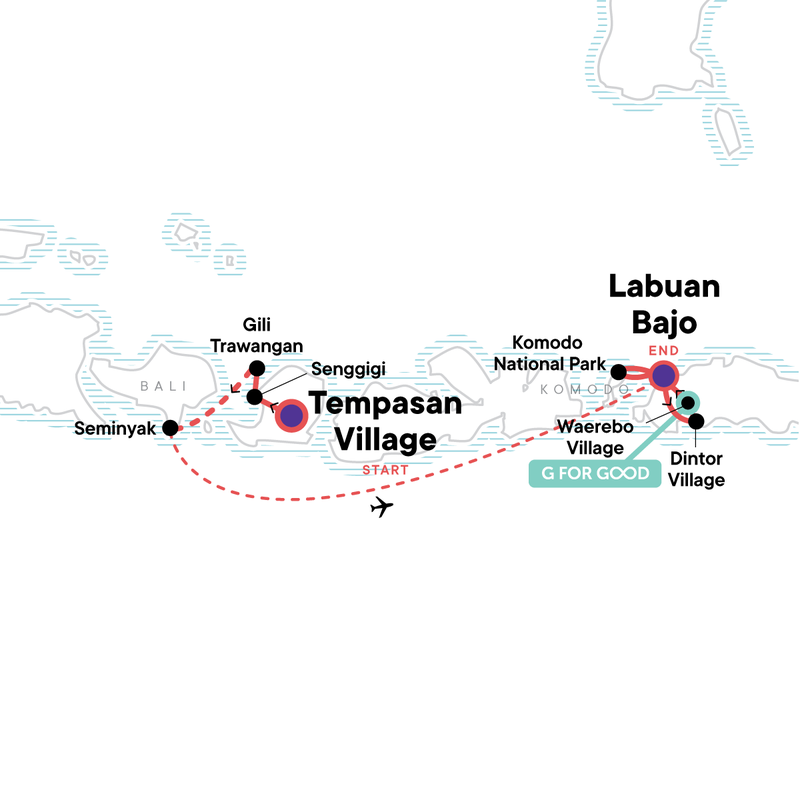 Map of the route for Lombok to Flores: The Hidden Path