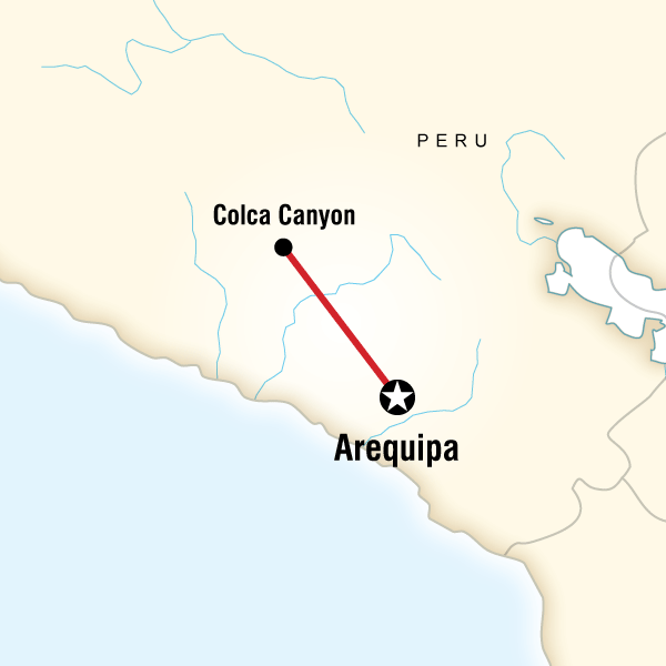 Map of the route for Discover Arequipa & Colca Canyon