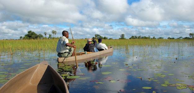 Mkoro / canoes in Okavango Delta in Botswana Chobe National Park