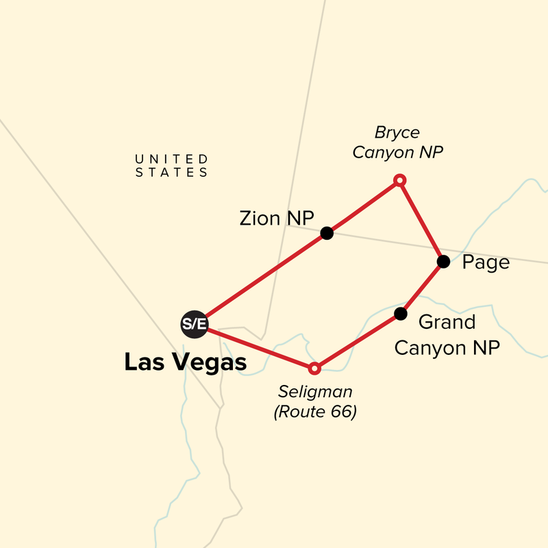 Map of the route for Journeys: Discover American Canyonlands