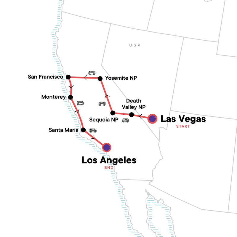 Map of the route for Best of California