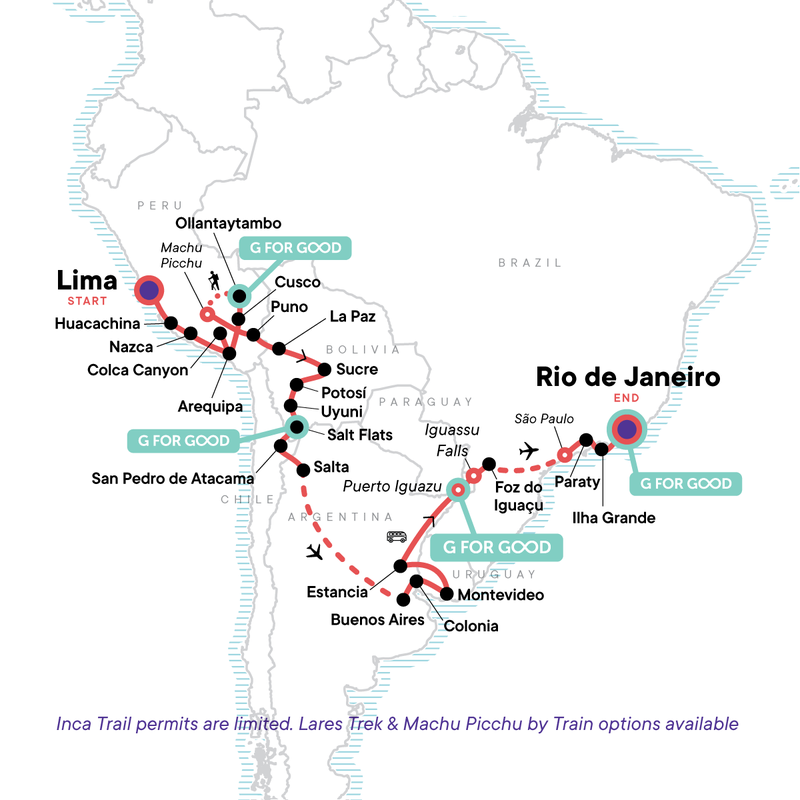 Map of the route for Lima to Rio: Coast to Coast