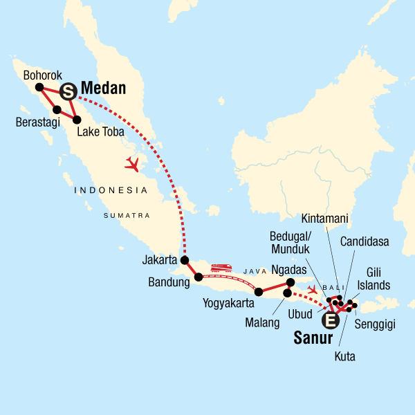 Map of the route for Indonesia Encompassed