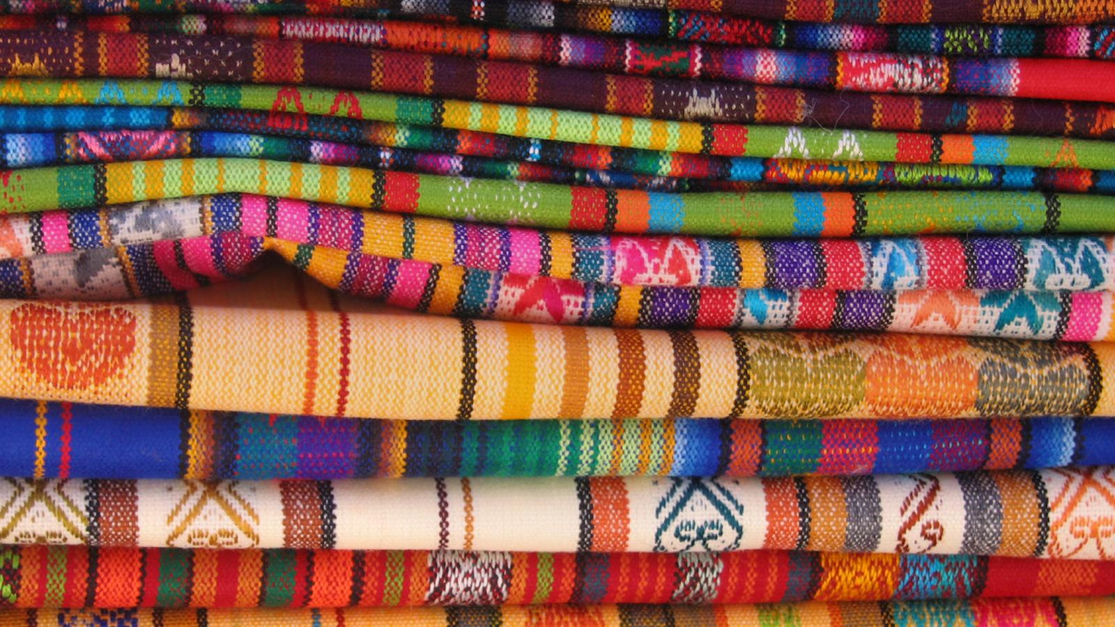 Close up of textiles at a market in Quito