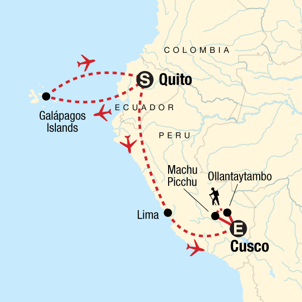 Map of the route for Galápagos Central Islands & Inca Discovery