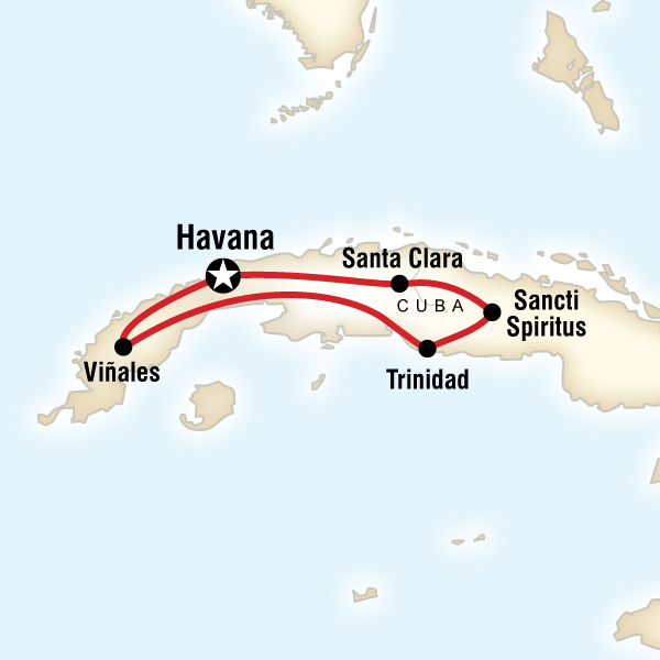 Map of the route for Cuba Explorer