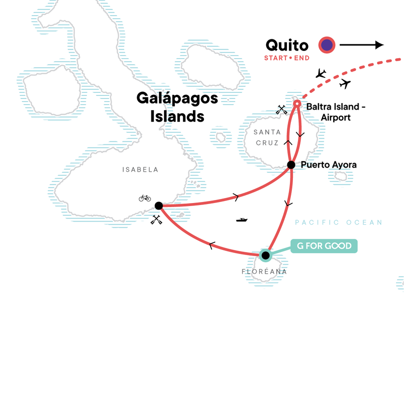 Map of the route for Galápagos Multisport