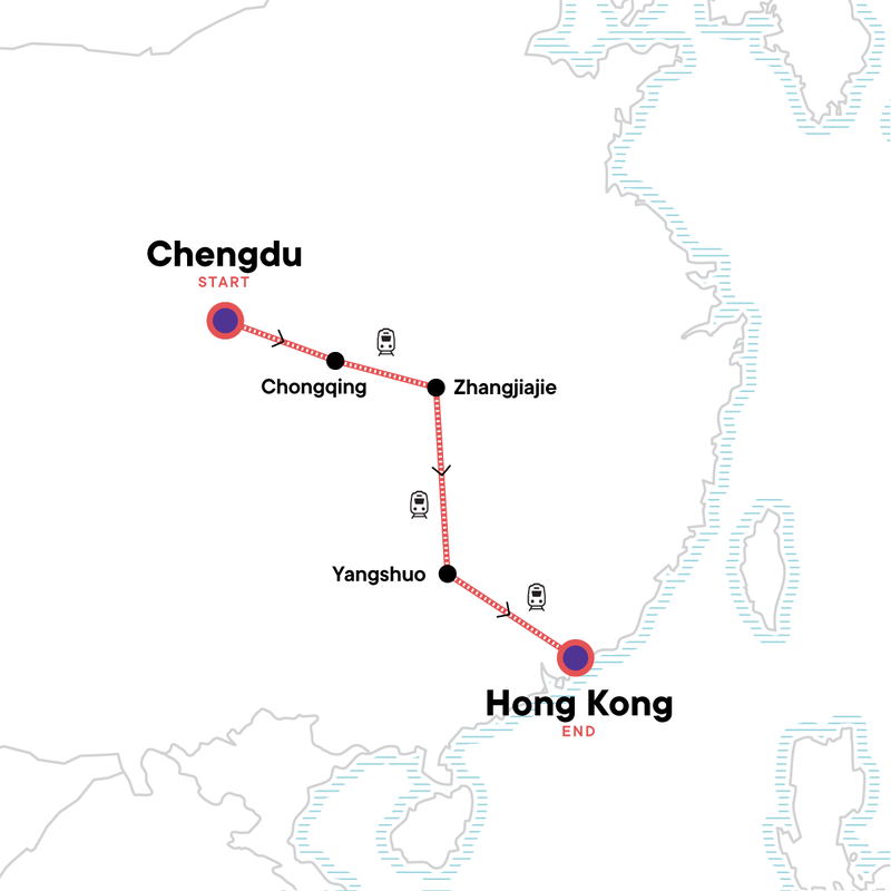 Map of the route for China: National Parks & Vibrant Cities