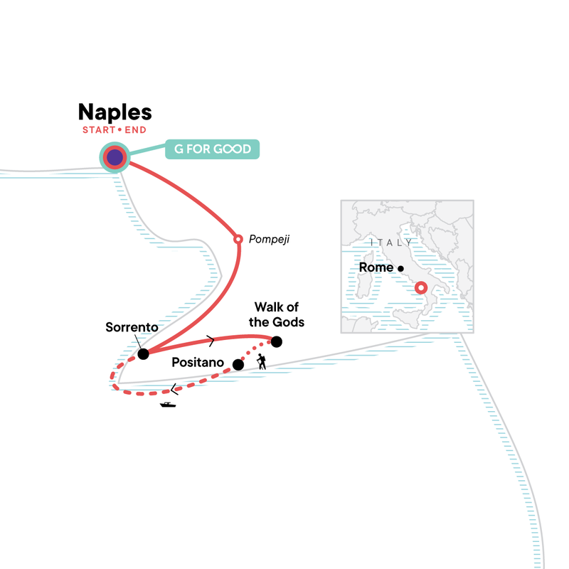 Map of the route for Local Living Italy—Sorrento
