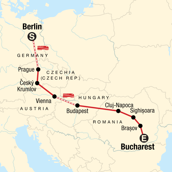 Map of the route for Discover Central & Eastern Europe