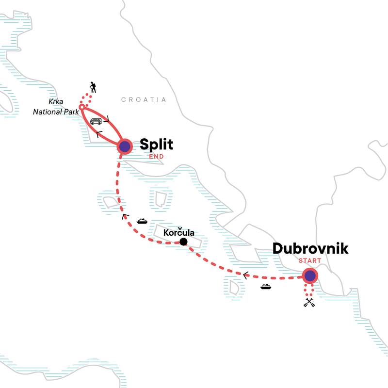 Map of the route for Solo-ish Croatia