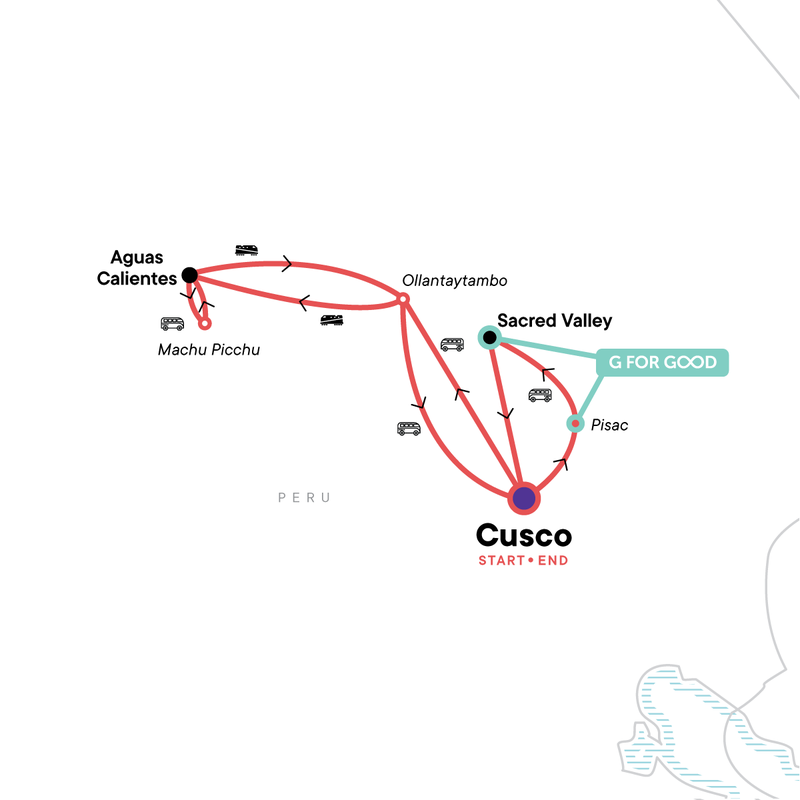 Map of the route for Peru: The Soul of Cusco & Machu Picchu by Train