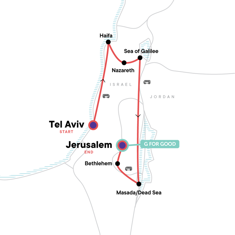 Map of the route for Israel Explorer — Plus