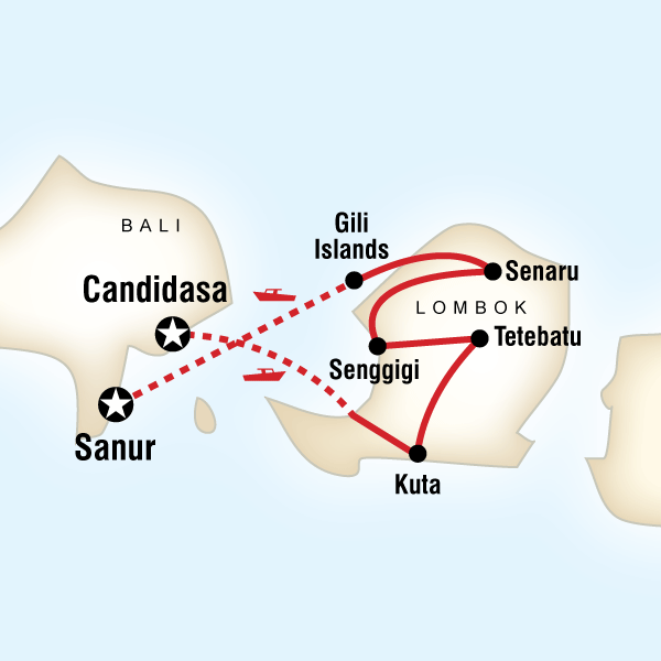 Map of the route for Classic Lombok