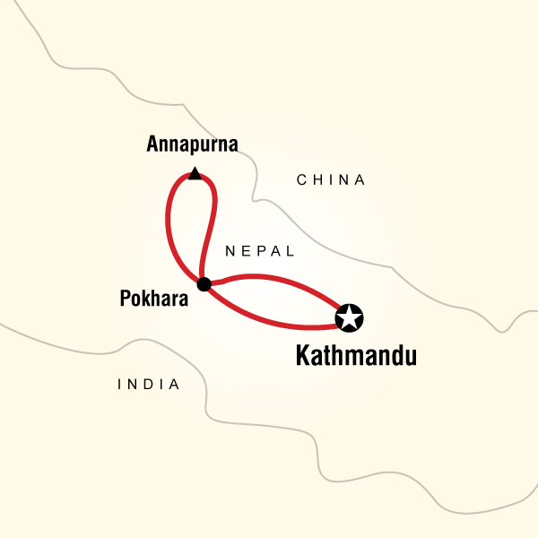 Map of the route for Annapurna Sanctuary