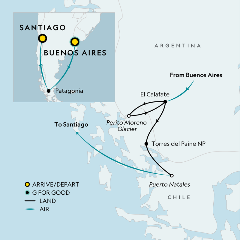 Map of the route for Signature Patagonia