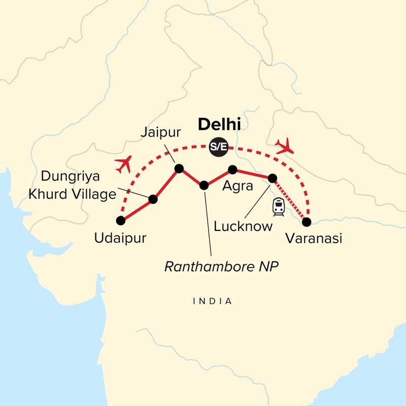 Map of the route for Journeys: Discover India