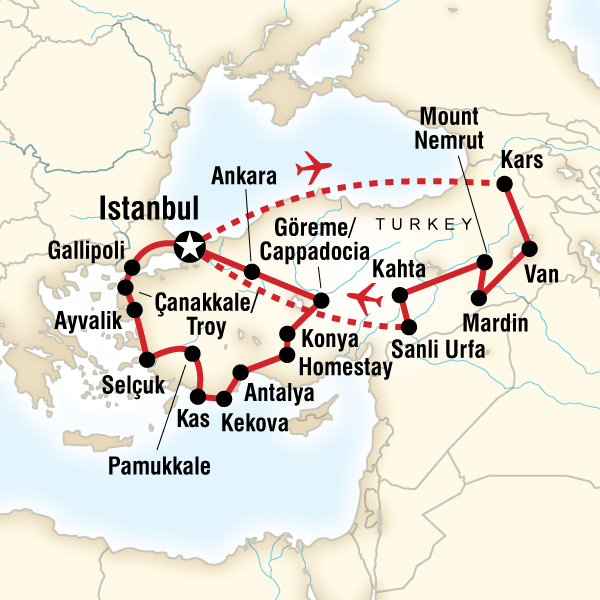 Map of the route for Ultimate Turkey